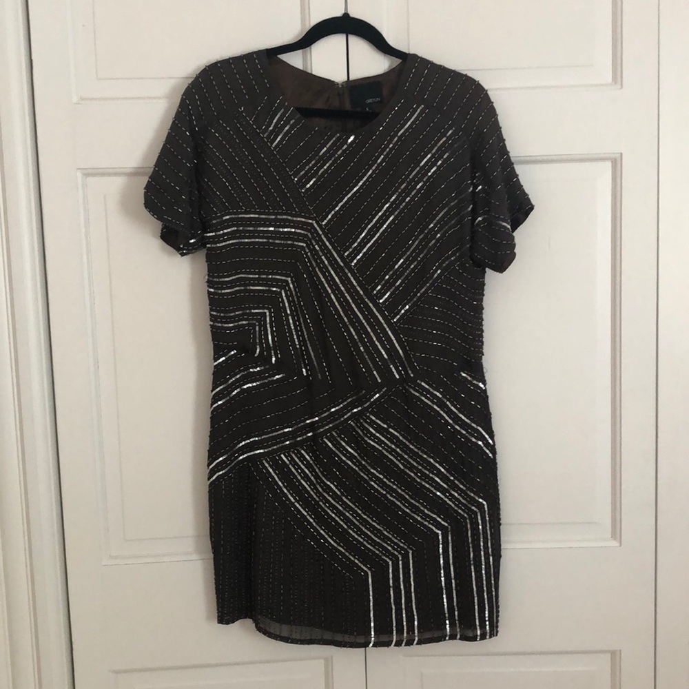 Greylin Metallic Grey/Silver beaded/sequin Dress